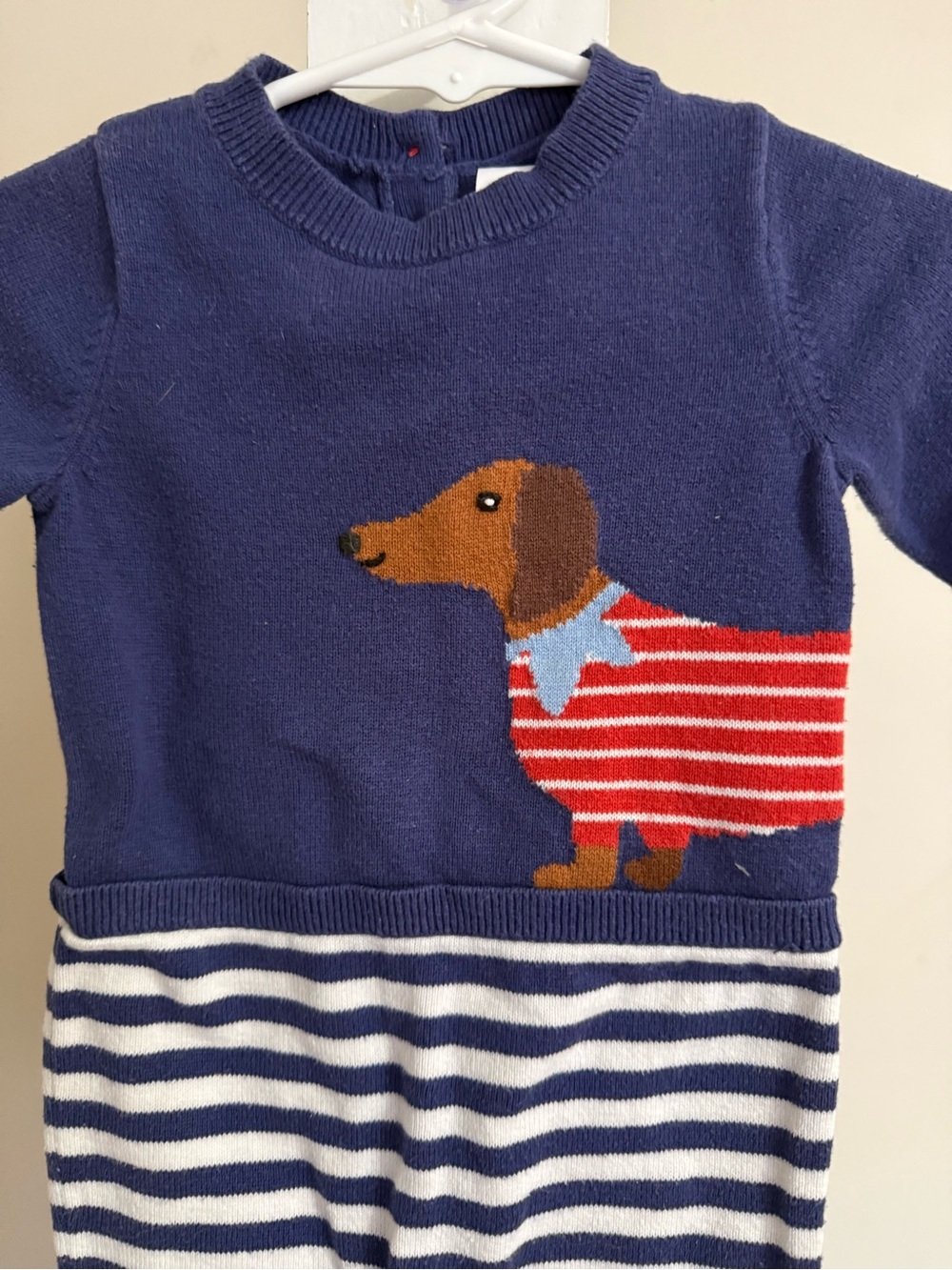 Baby Boden Sausage Dog Knitted Romper - Picture 6 of 10